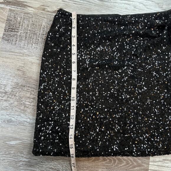 House of Harlow 1960 Black Sequin Mini Skirt Sparkle Lined Glam Y2K M - Picture 6 of 8